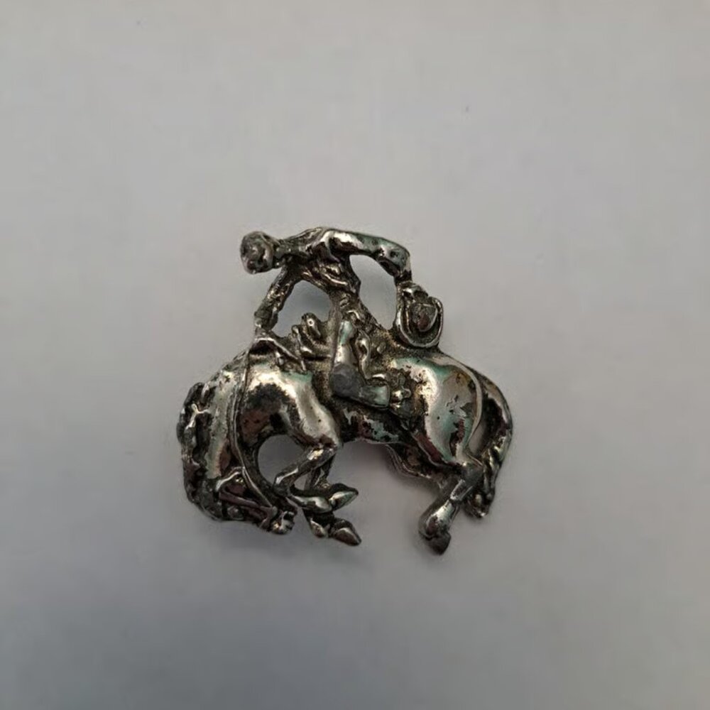 Vintage SilverCowboy On Bucking Horse